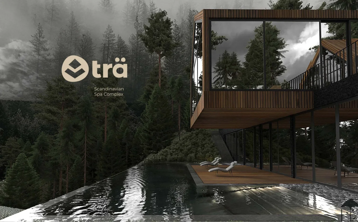 Trä spa identity applied to stationery and natural materials